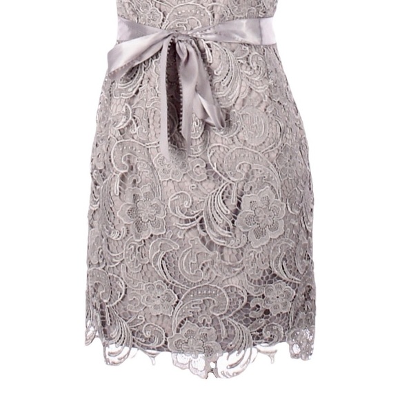 Adrianna Papell Evening Lace Gray Strapless Mini Dress Size 10 - Picture 5 of 10
